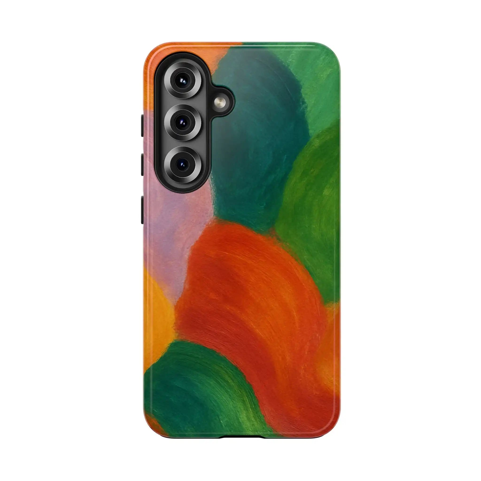 Abstract Color Wave Tough Phone Case — Bold Orange & Green Protective Phone Cover  Shamo's Samsung Galaxy S25
