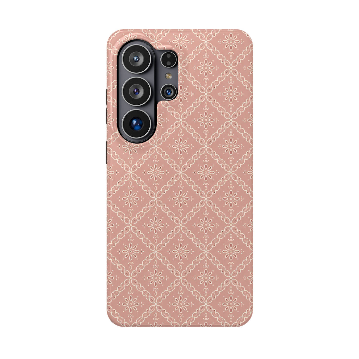 Meadow Lace – Blush Pink Lace Pattern MagSafe Phone Case, glossy Samsung Galaxy S26 Ultra, rear view