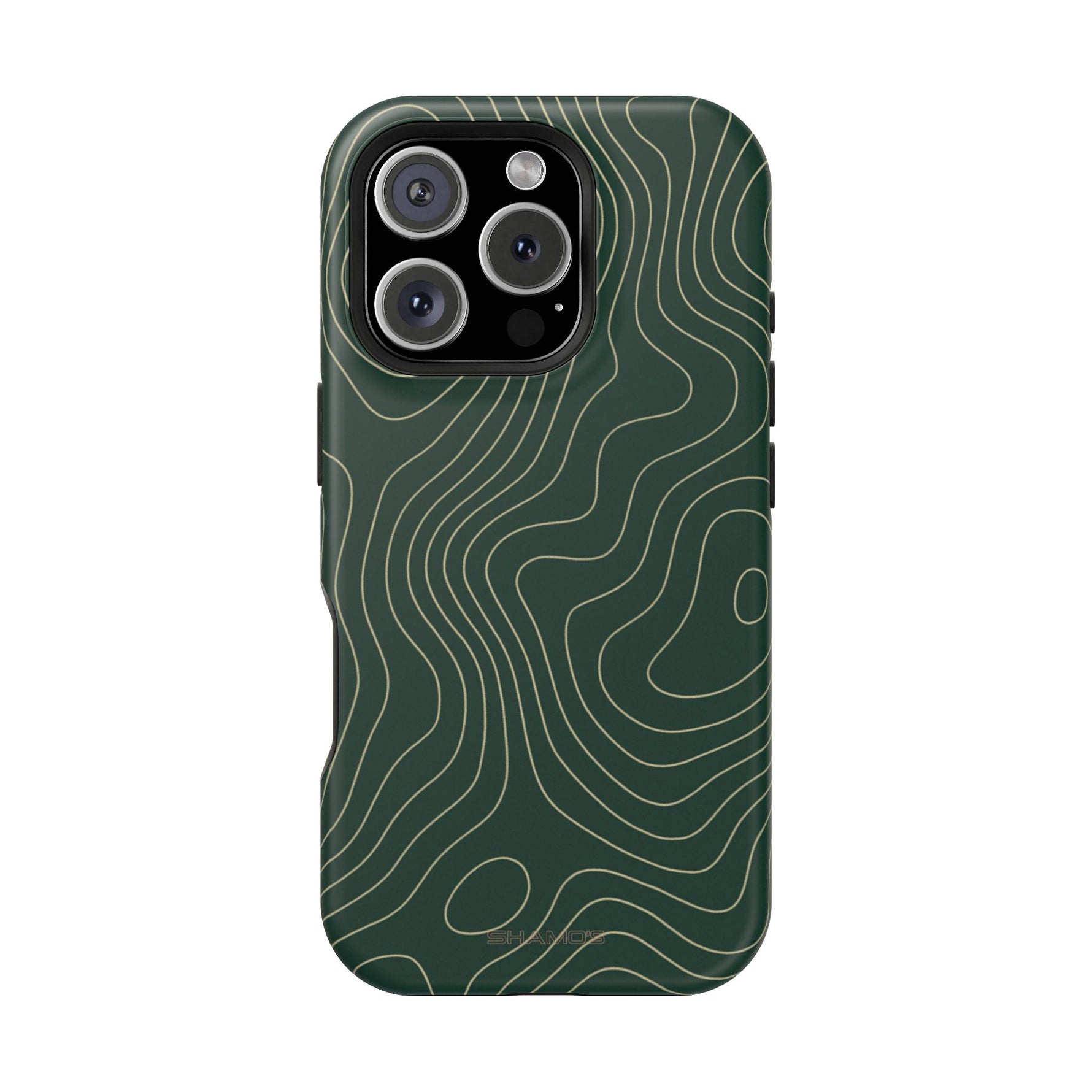 Topographic Green Magnetic Impact-Resistant iPhone Case | MagSafe compatible