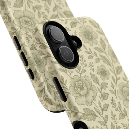 Sage Pattern Vintage Floral iPhone Case | Compatible with MagSafe