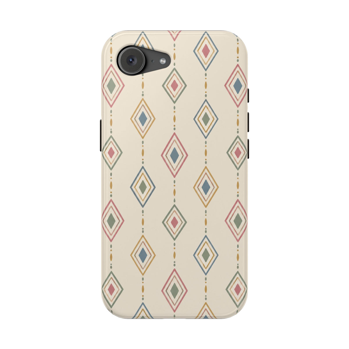 Desert Diamonds – Pastel Geometric Pattern MagSafe Phone Case, glossy iPhone 17e, rear view