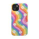 Funda de teléfono resistente a impactos con efecto cascada de colores Rainbow Daisy