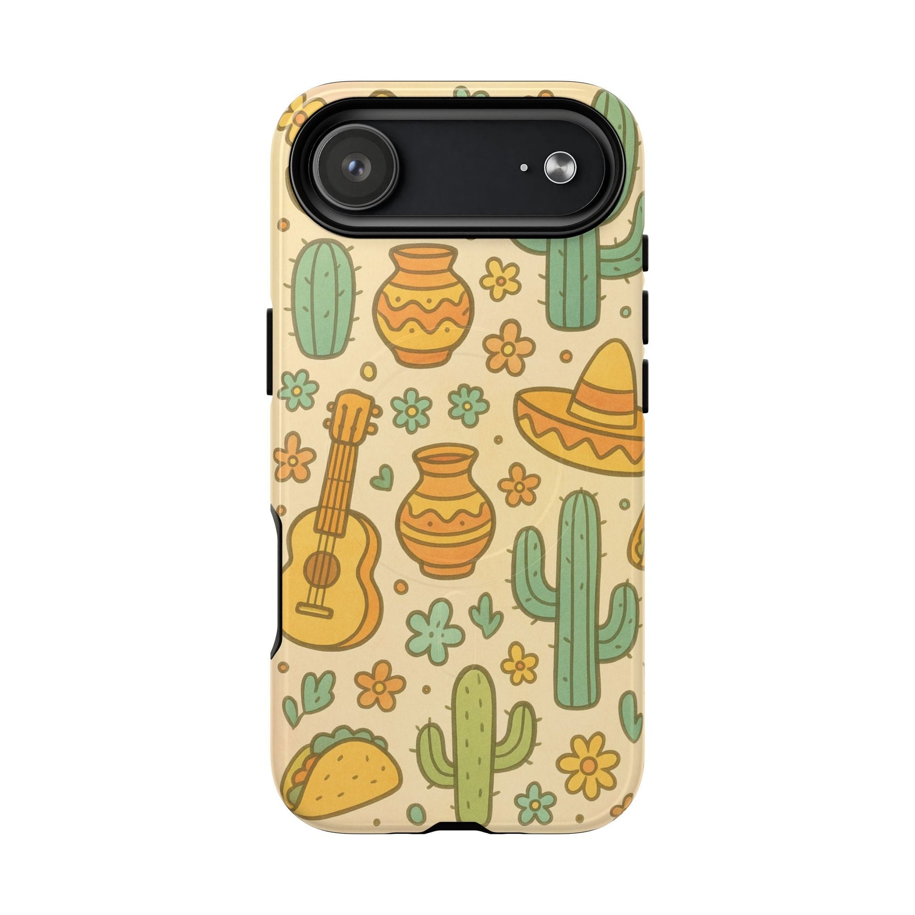 Mexico Hand-Drawn Cactus Pattern iPhone Case – Cute Desert Guitar & Sombrero Design | with MagSafe  Shamo's iPhone 17 Air / Glossy