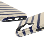 Navy & Cream Ribbed Holiday Sweater Design iPhone Case with MagSafe compatibility