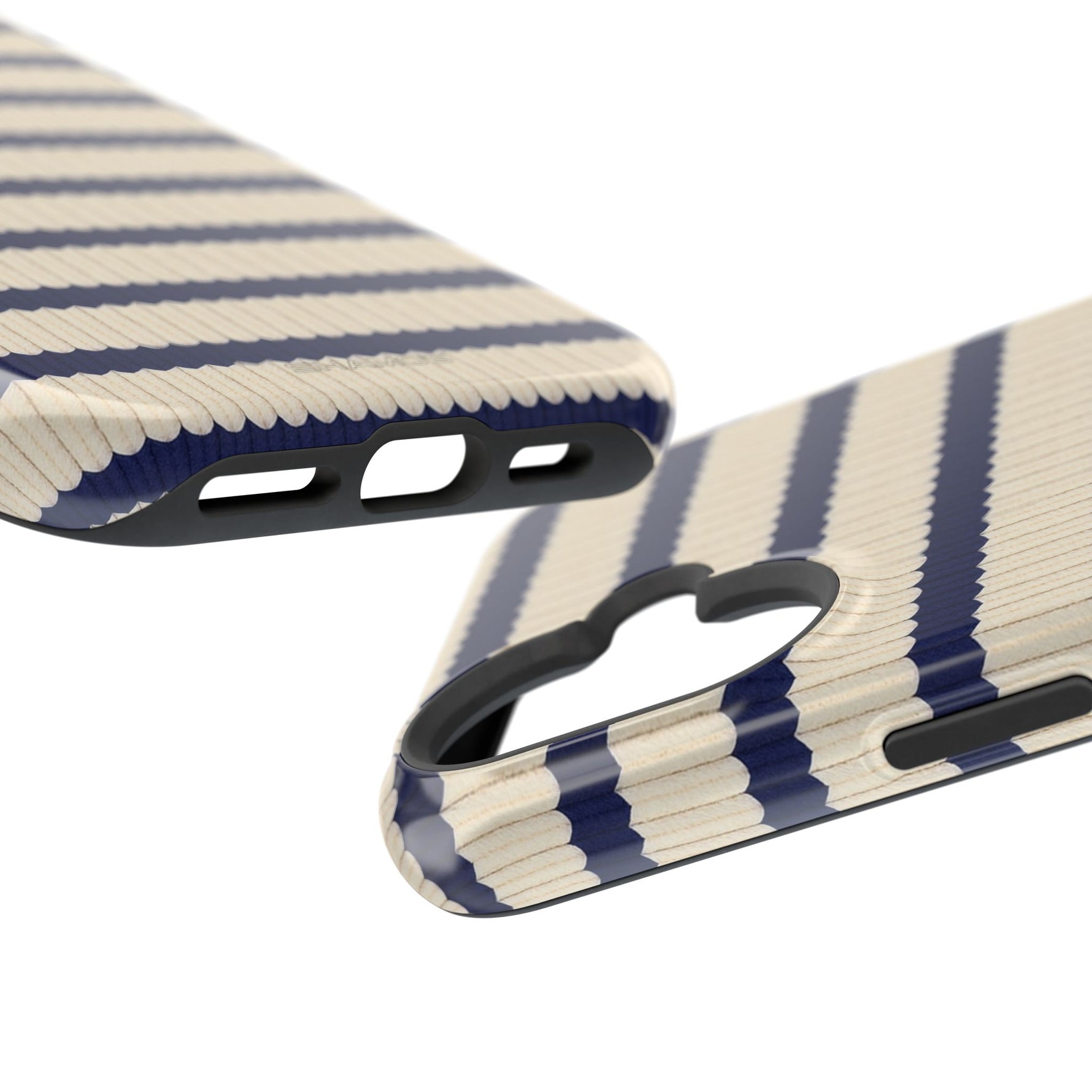 Navy & Cream Ribbed Holiday Sweater Design iPhone Case with MagSafe compatibility