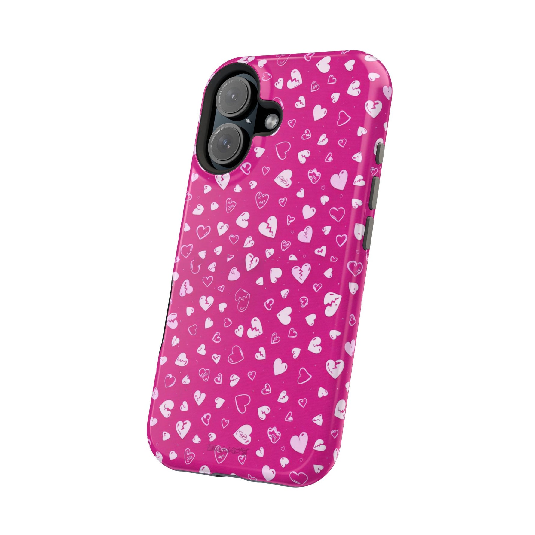 Broken Heart Hot Pink Impact-Resistant iPhone Case | MagSafe - iPhone 17 / Glossy - Shamo's