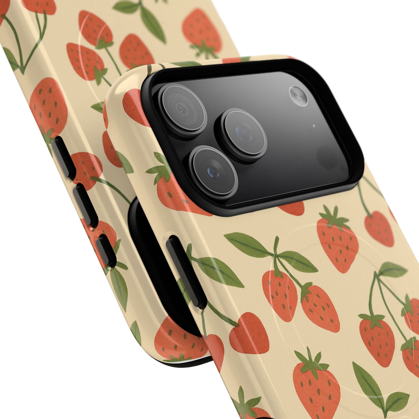 Strawberry Cherry Fruit Pattern iPhone Case | MagSafe Compatible