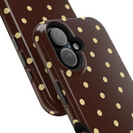 Polka Dot iPhone Case — Brown & Cream MagSafe Protective Cover