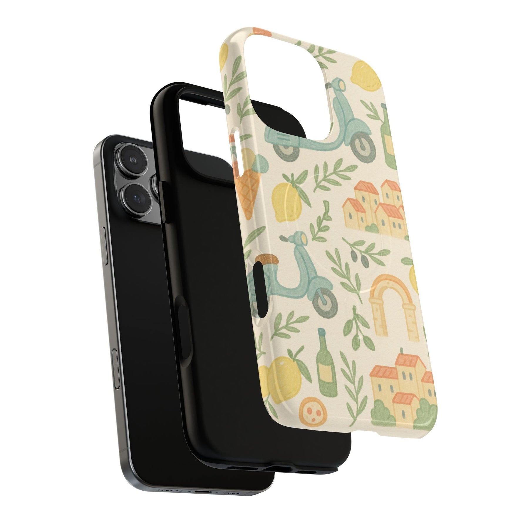 Italian Summer Drawing  iPhone Case — Lemon & Vespa Pattern Tough MagSafe Case  Shamo's