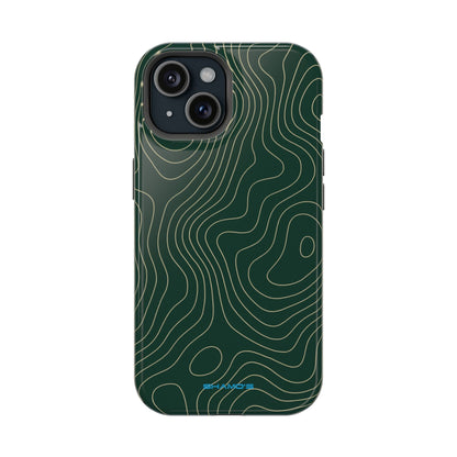 Topographic Green Magnetic Impact-Resistant iPhone Case | MagSafe compatible  Shamo's iPhone 15 / Glossy