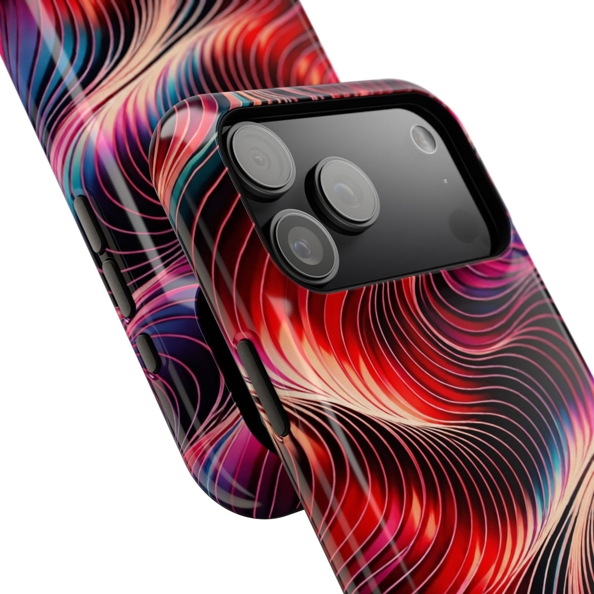 Abstract Red Wave Magnetic Impact-Resistant Phone Case | MagSafe