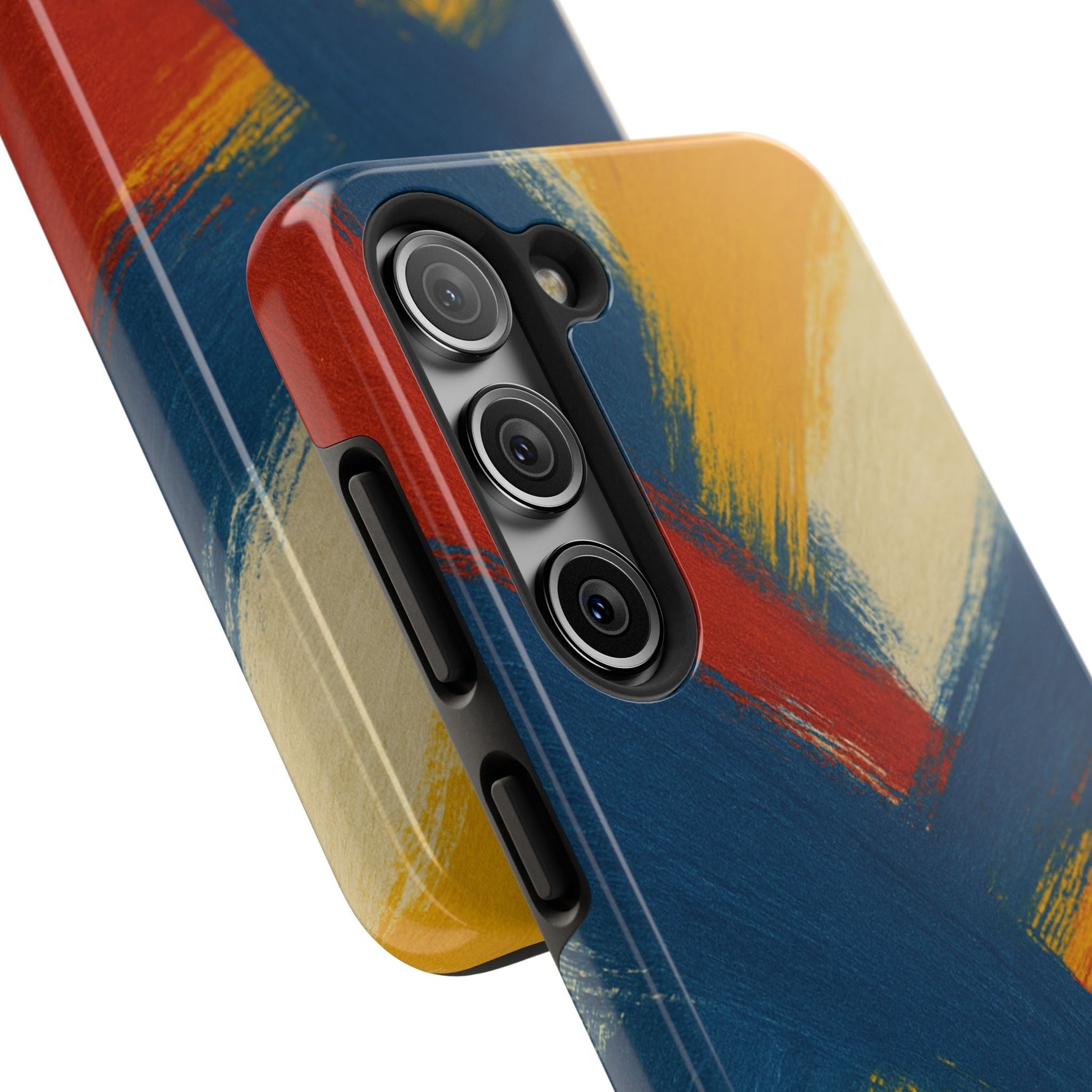 Abstract Brushstroke Tough Phone Case — Colorful Red, Blue & Yellow Protective Cover  Shamo's