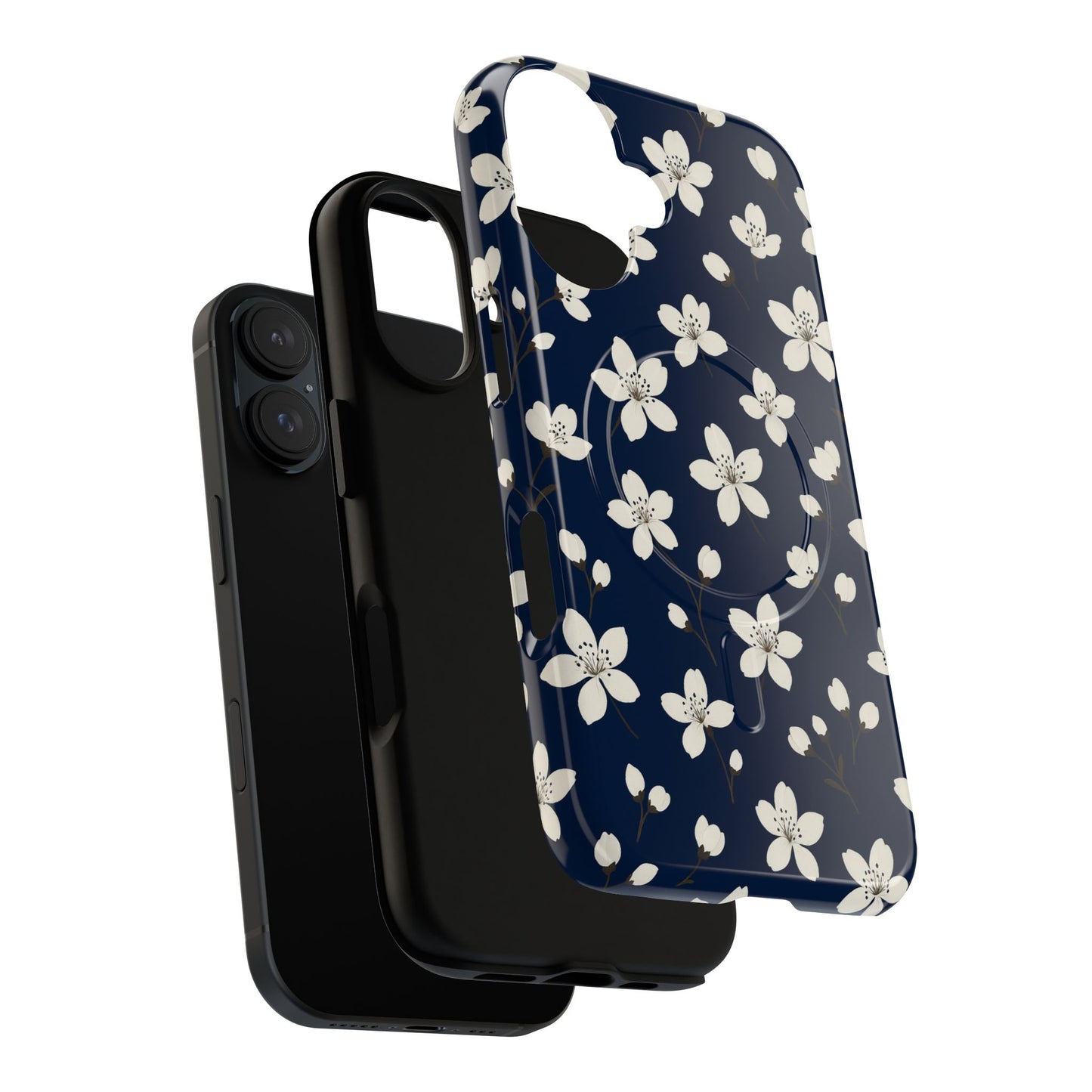 Navy Blossom Floral iPhone Case | MagSafe
