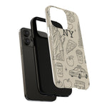 NY City Icons Tough iPhone Case — Statue of Liberty, Pizza & Taxi Pattern | Compatible with MagSafe  Shamo's