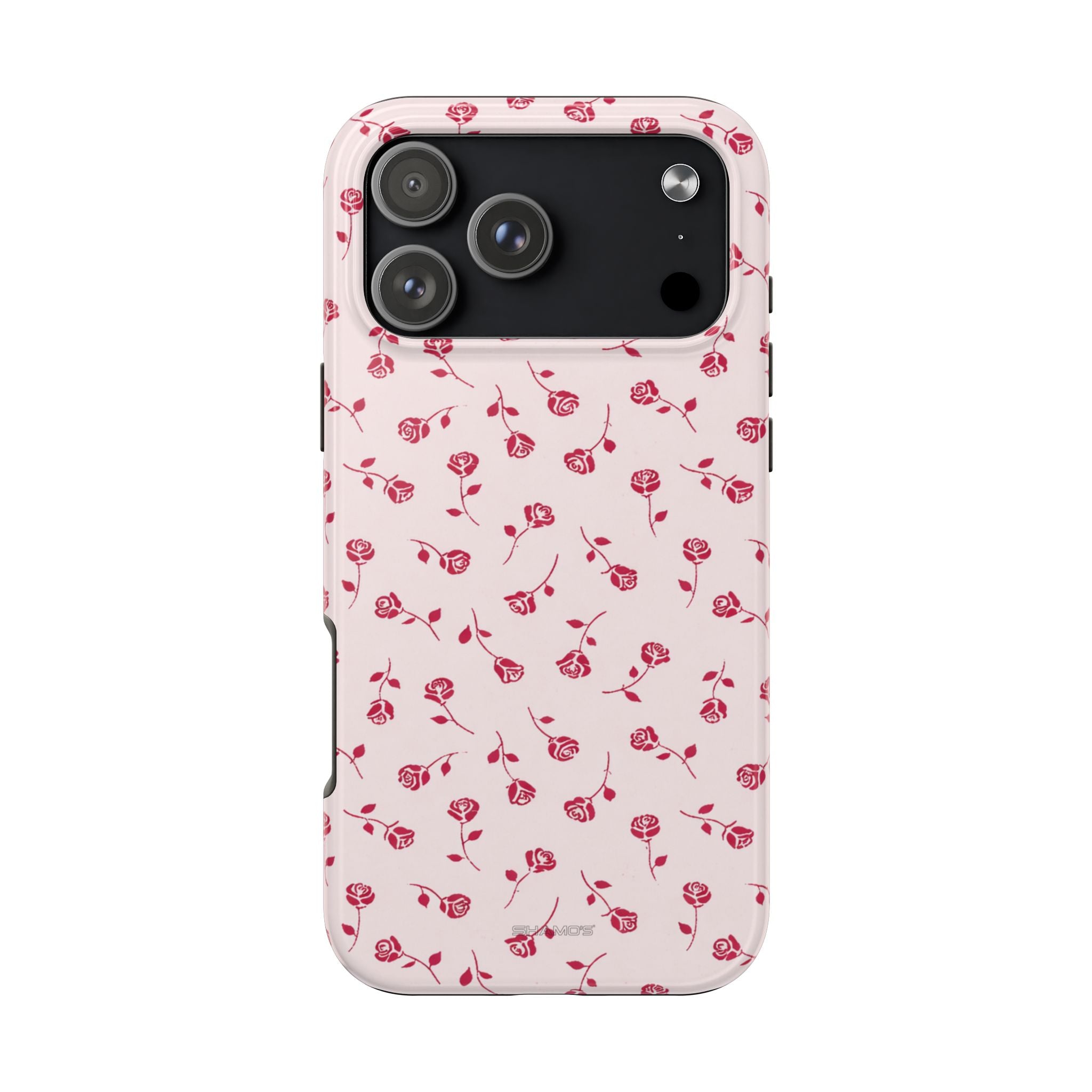 Pink Rose Pattern Tough Phone Case — Impact-Resistant Protective Cover