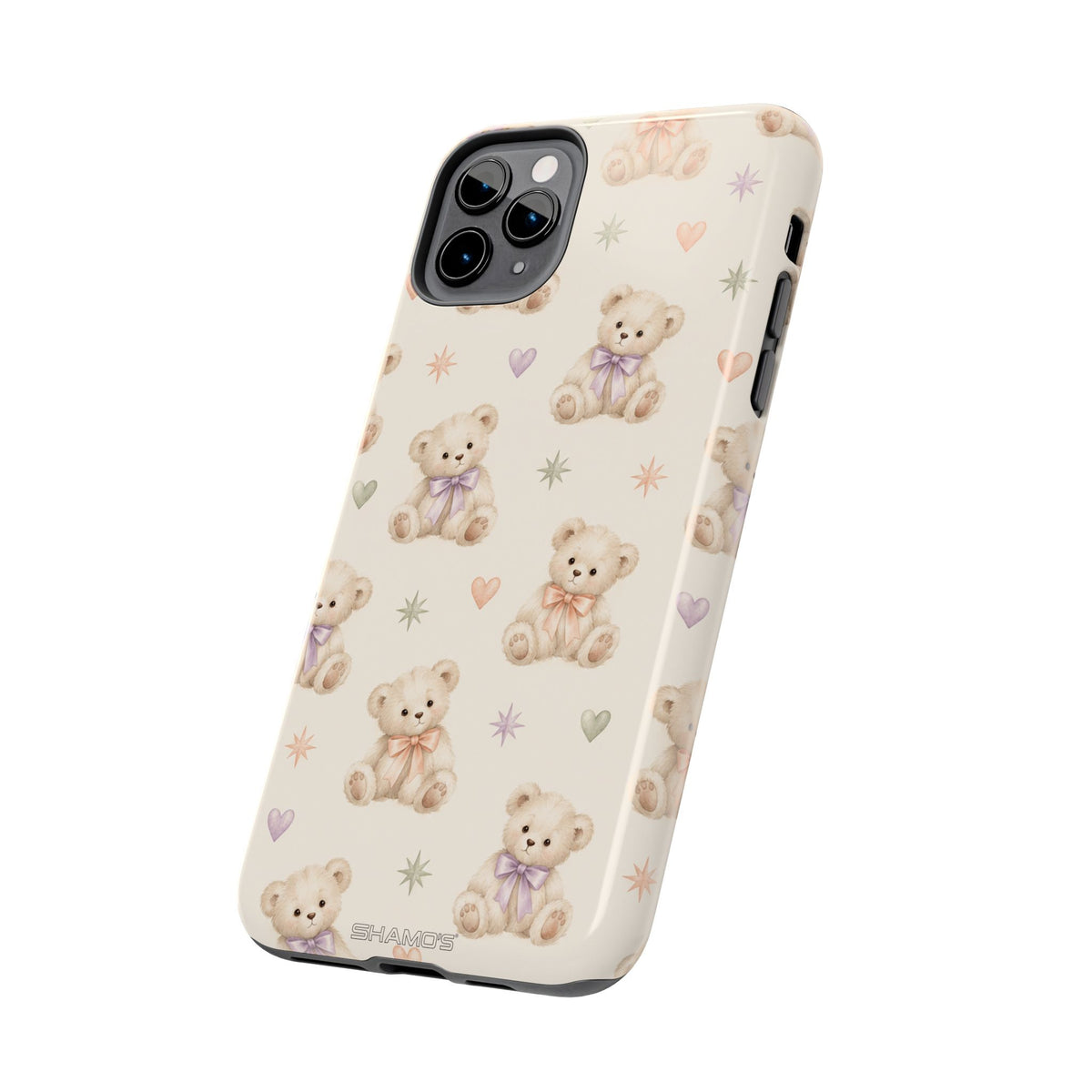 Cute Pastel Bear Impact Phone Case | Heart & Star Kawaii Pattern