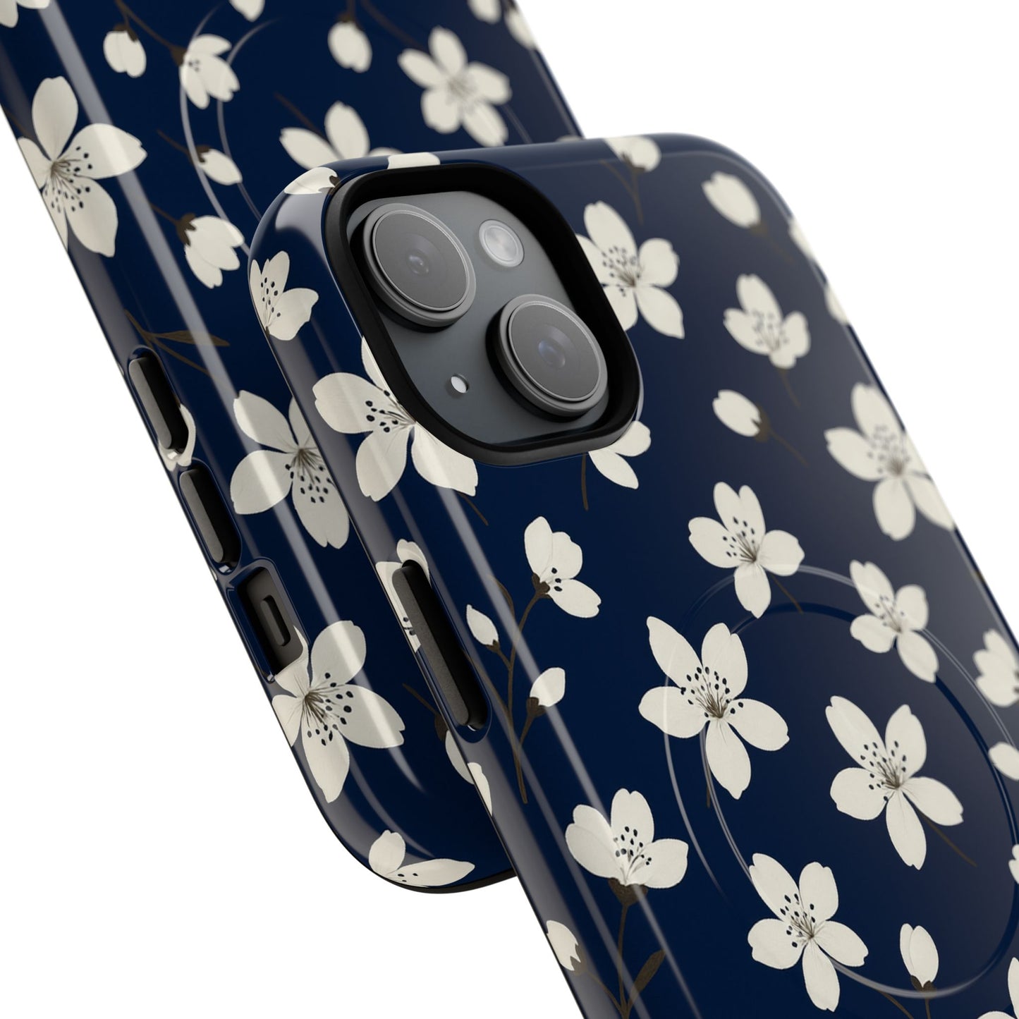 Navy Blossom Floral iPhone Case | MagSafe