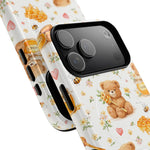 Honey Teddy Bear iPhone Case — Yellow Bee & Honey Pot Design with MagSafe