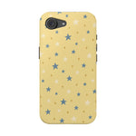 Prairie Stars – Yellow and Blue Star MagSafe Phone Case, glossy iPhone 17e, rear view