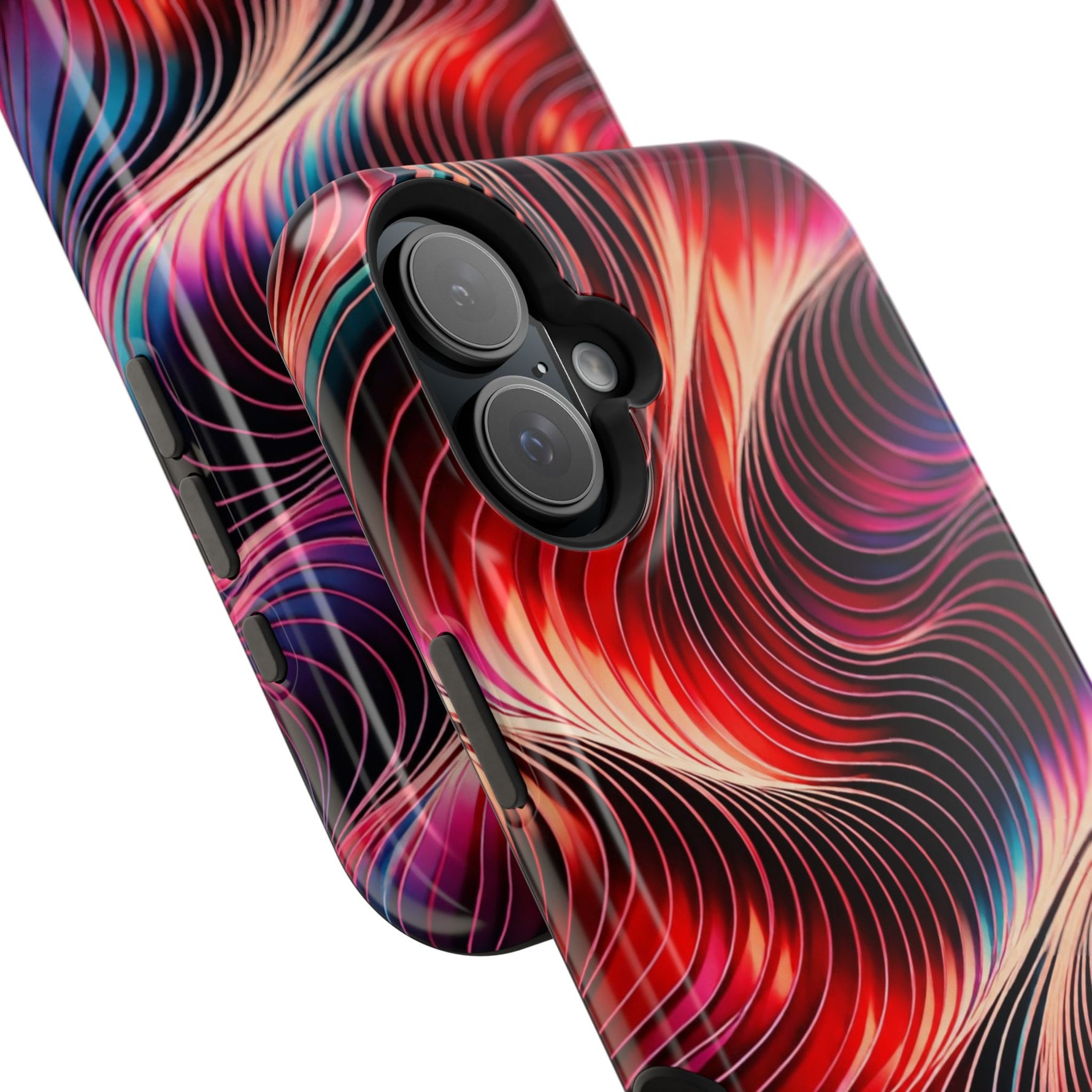 Abstract Red Wave Magnetic Impact-Resistant Phone Case | MagSafe