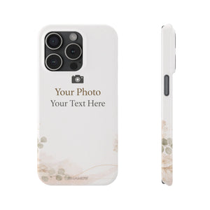 Personalized Slim Phone Case, Custom Photo & Text Minimal Floral Design - iPhone 15 Pro - Shamo's #iphone-15-pro