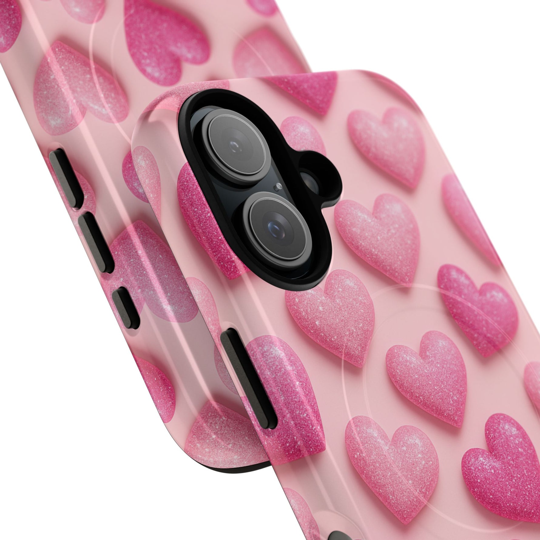 Barbiecore Glitter Hearts iPhone Case | MagSafe - Shamo's