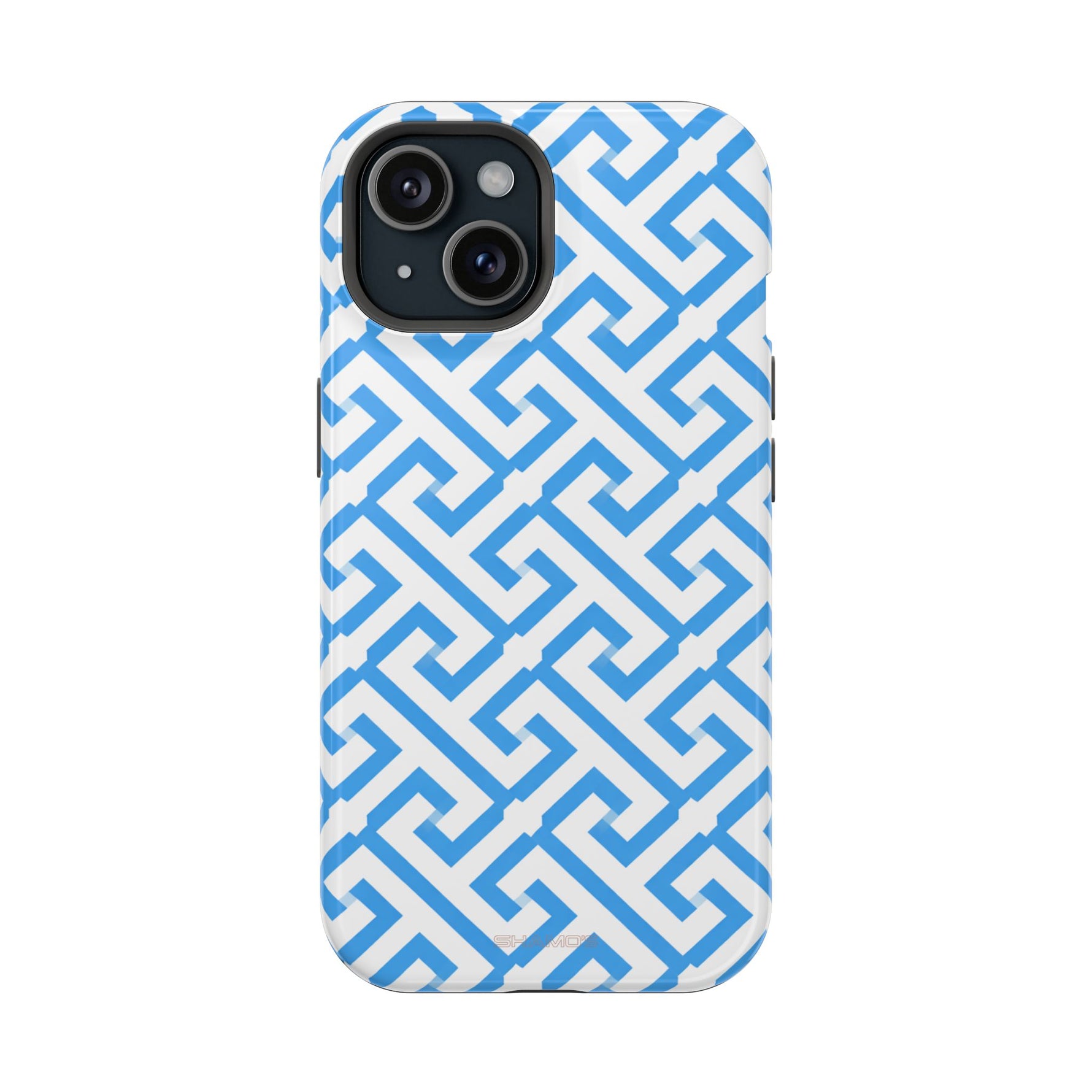Preppy Blue Geometric MagSafe Compatible Impact Phone Case