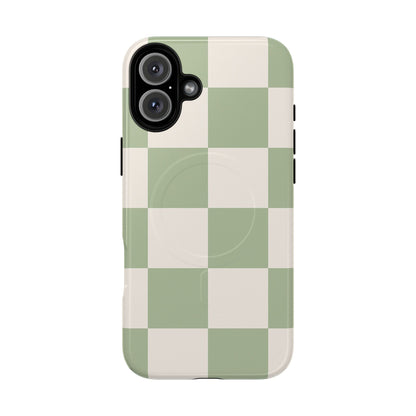 Sage Checkerboard Tough iPhone Case - Compatible with MagSafe
