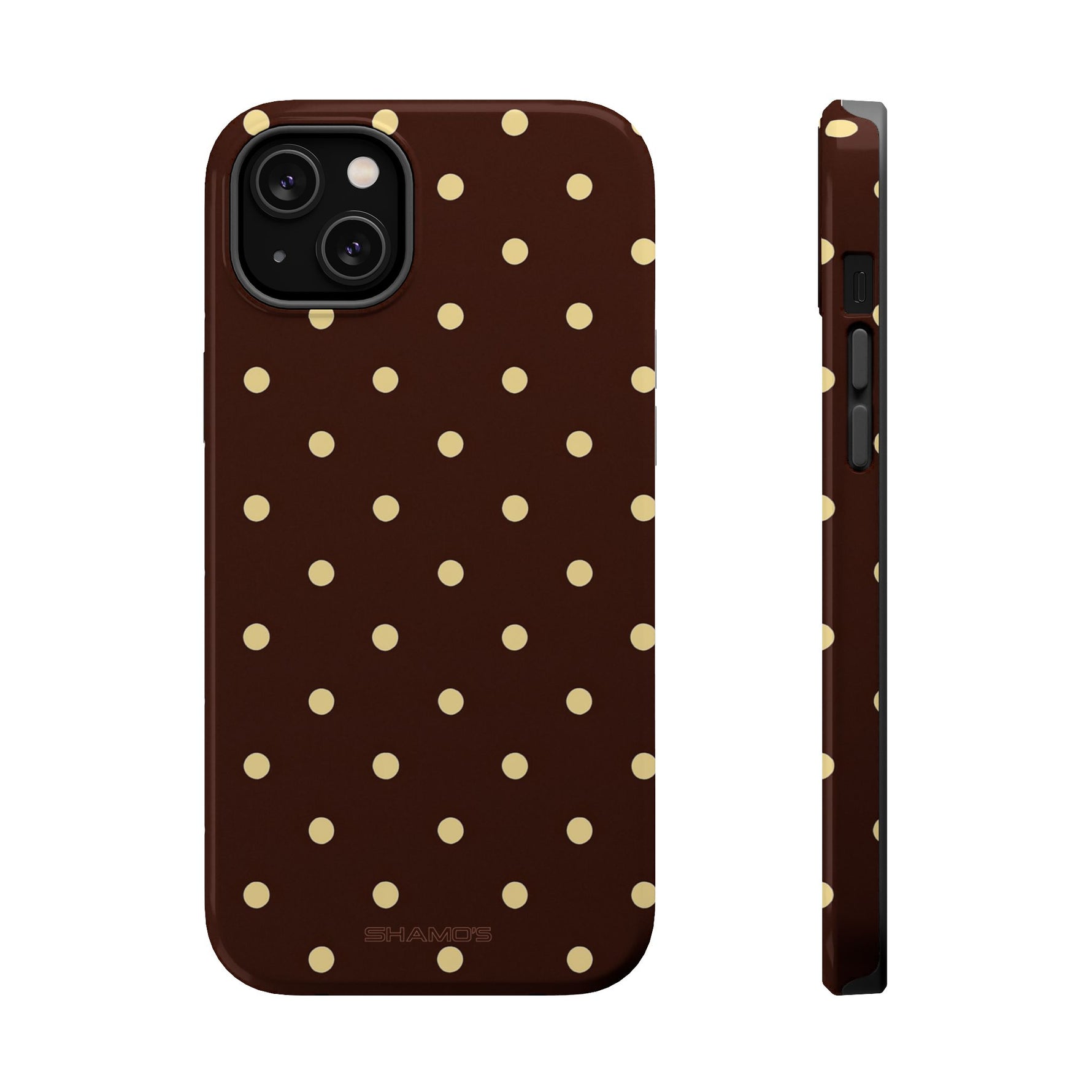 Polka Dot iPhone Case — Brown & Cream MagSafe Protective Cover