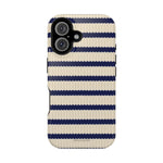 Navy & Cream Ribbed Holiday Sweater Design iPhone Case with MagSafe compatibility
