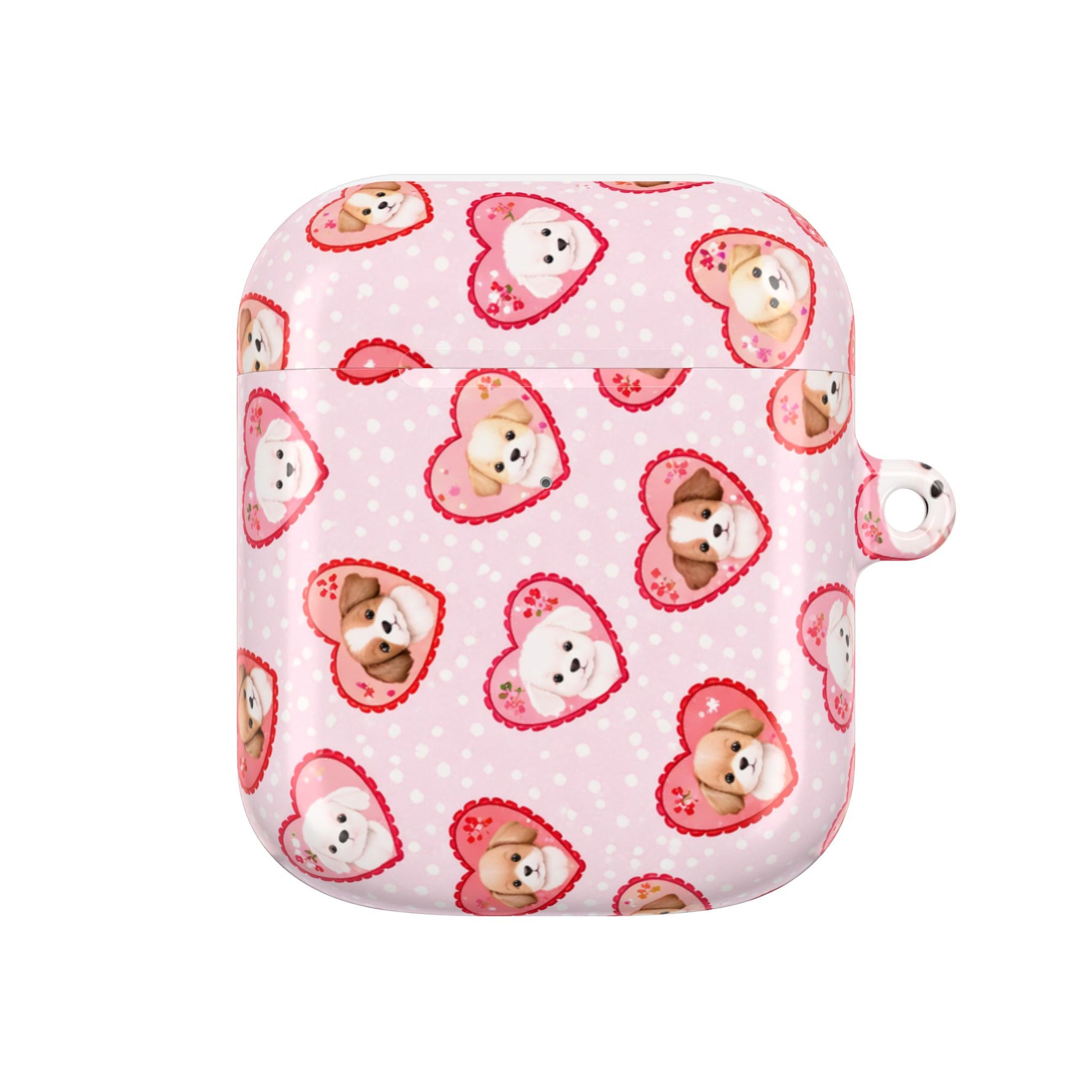 Puppy Hearts AirPod Case, Pink Valentine Pet Pattern