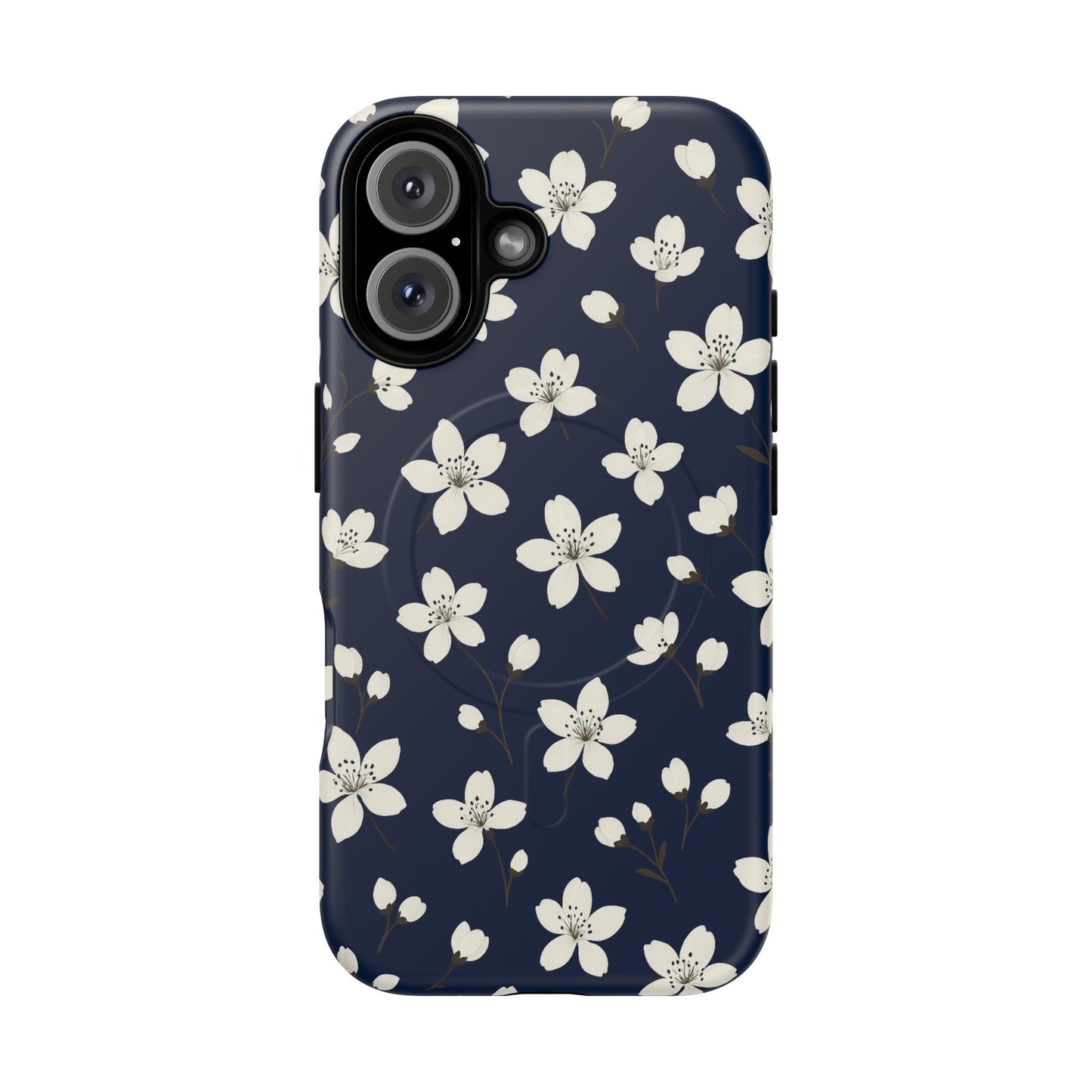 Navy Blossom Floral iPhone Case | MagSafe