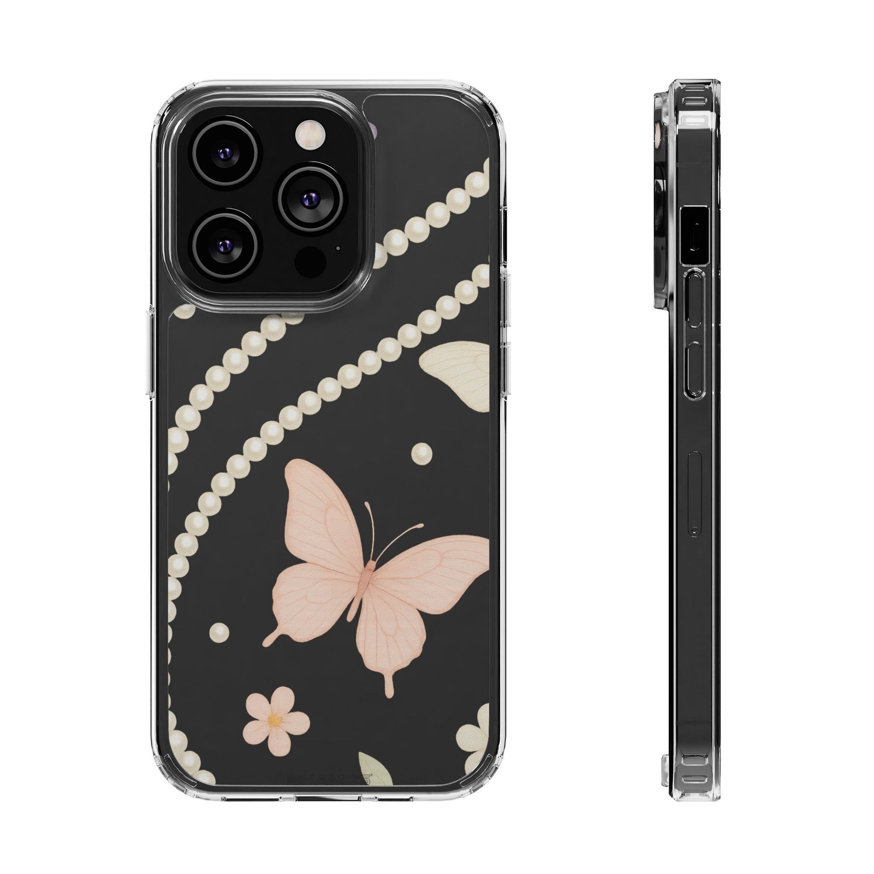 Butterfly Pearl Impact-Resistant Clear iPhone Case - iPhone 14 Pro / Without gift packaging - Shamo's