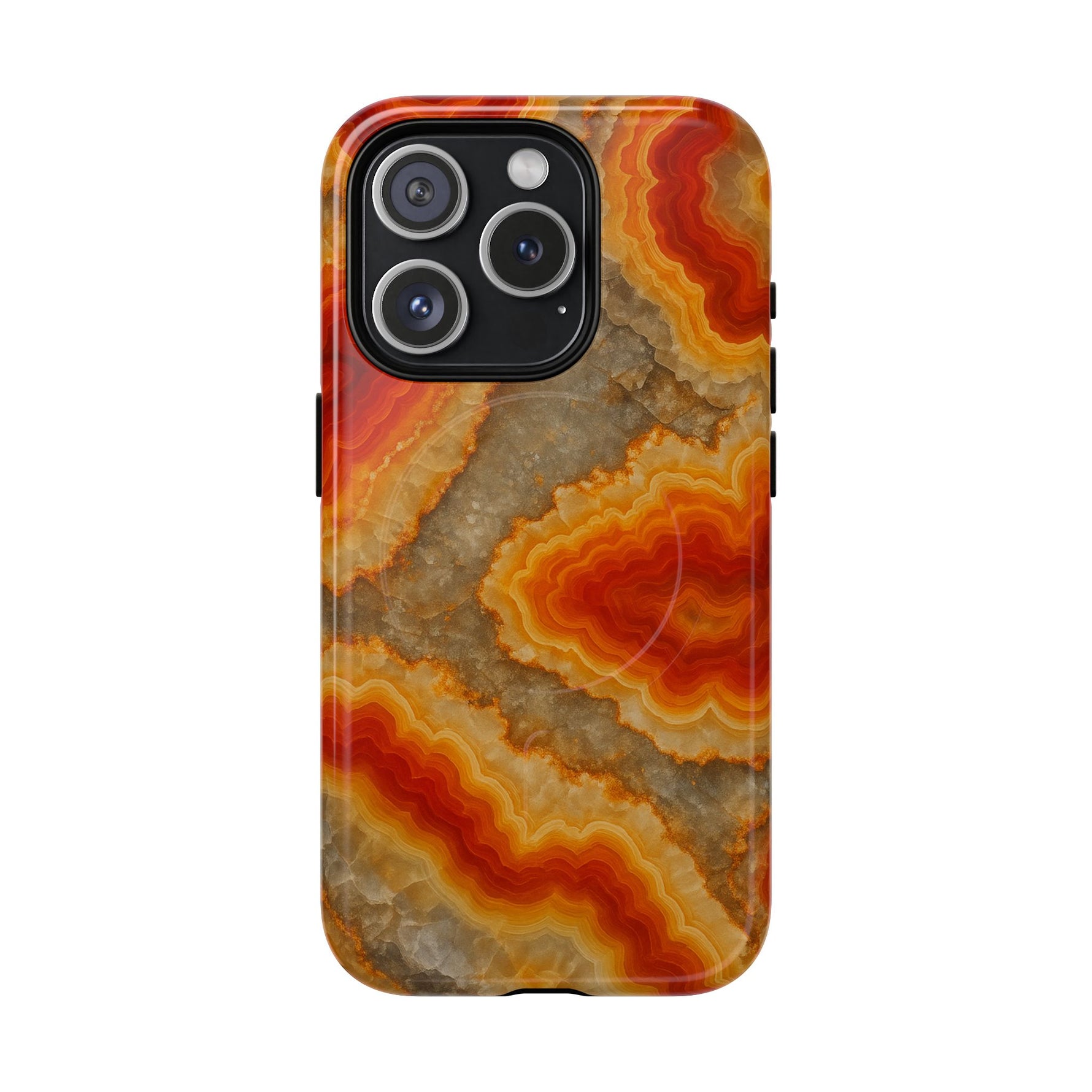 Agate Glow Marble iPhone Case Orange Geode Stone Design with MagSafe - Shamo's