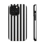 Striped MagSafe Compatible Magnetic Impact-Resistant Phone Case | Black & White Vertical Stripe (Noir Blanc) - iPhone 14 Pro / Matte - Shamo's