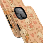 Cozy Critter Friends iPhone Case — Cute Bunny & Kitten Heart Pattern with MagSafe - Shamo's