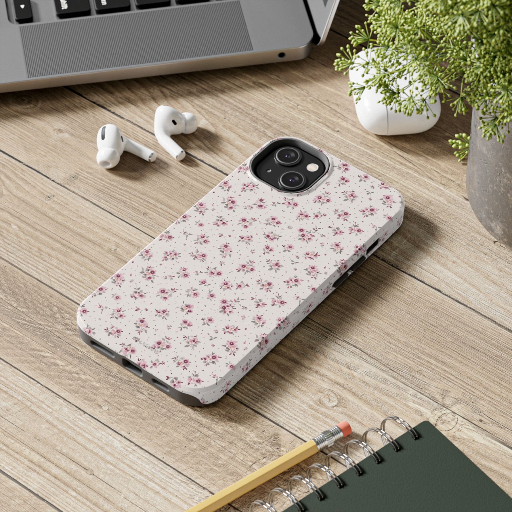 Rosebud Floral Tough iPhone Case — Pink Vintage Flower Protective Cover - iPhone 17 - Shamo's