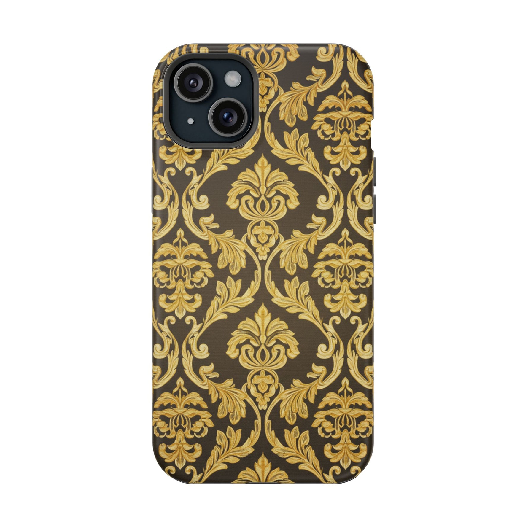 Gold Damask Magnetic Impact-Resistant iPhone Case with MagSafe Compatibility