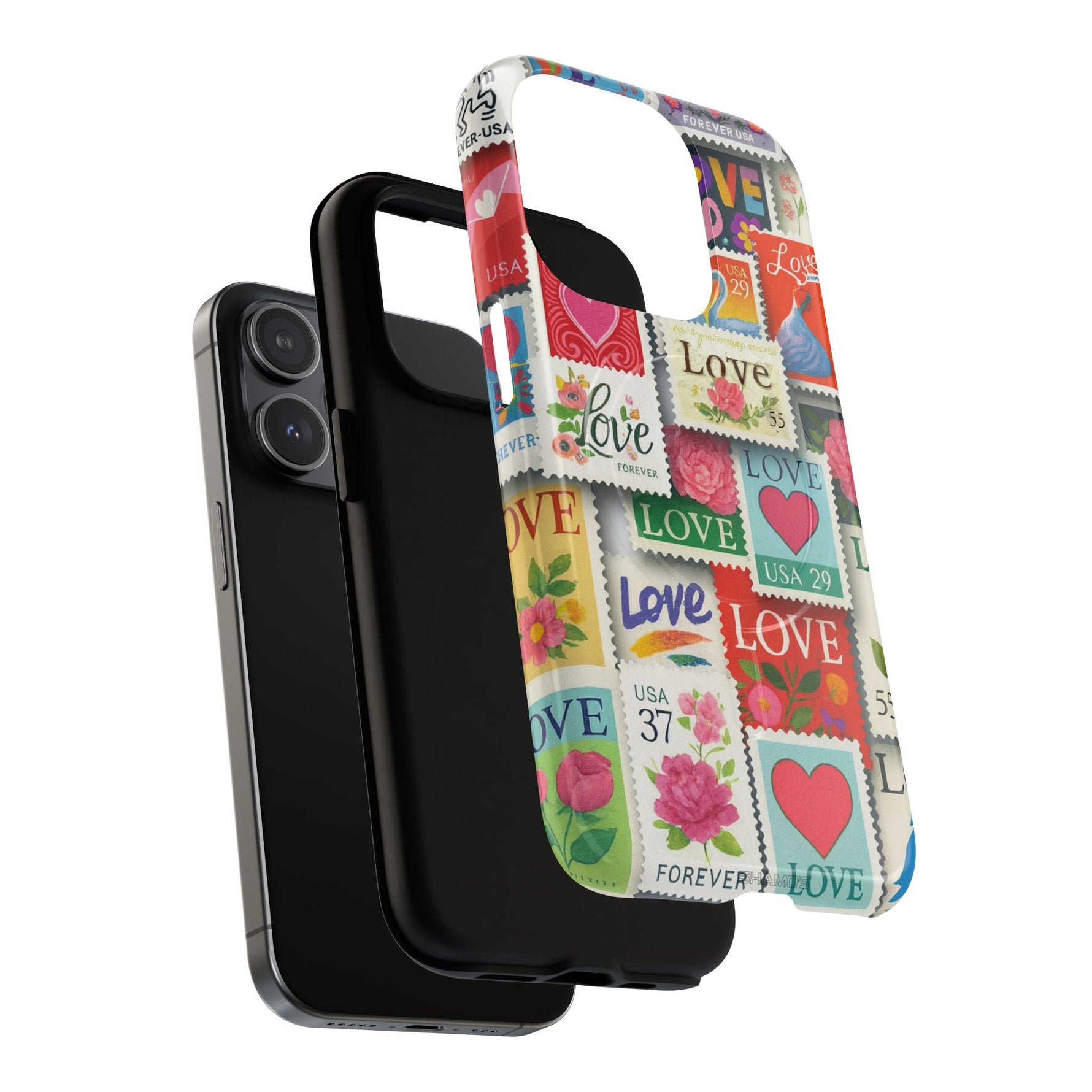 Vintage Romantic Love Stamp iPhone Case | Tough Protection + MagSafe