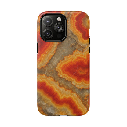 Agate Glow Marble iPhone Case Orange Geode Stone Design with MagSafe - Shamo's