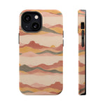 Sunset Trails – Desert Landscape MagSafe Phone Case, glossy iPhone 13 Mini, rear and side profile
