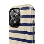 Navy & Cream Ribbed Holiday Sweater Design iPhone Case with MagSafe compatibility