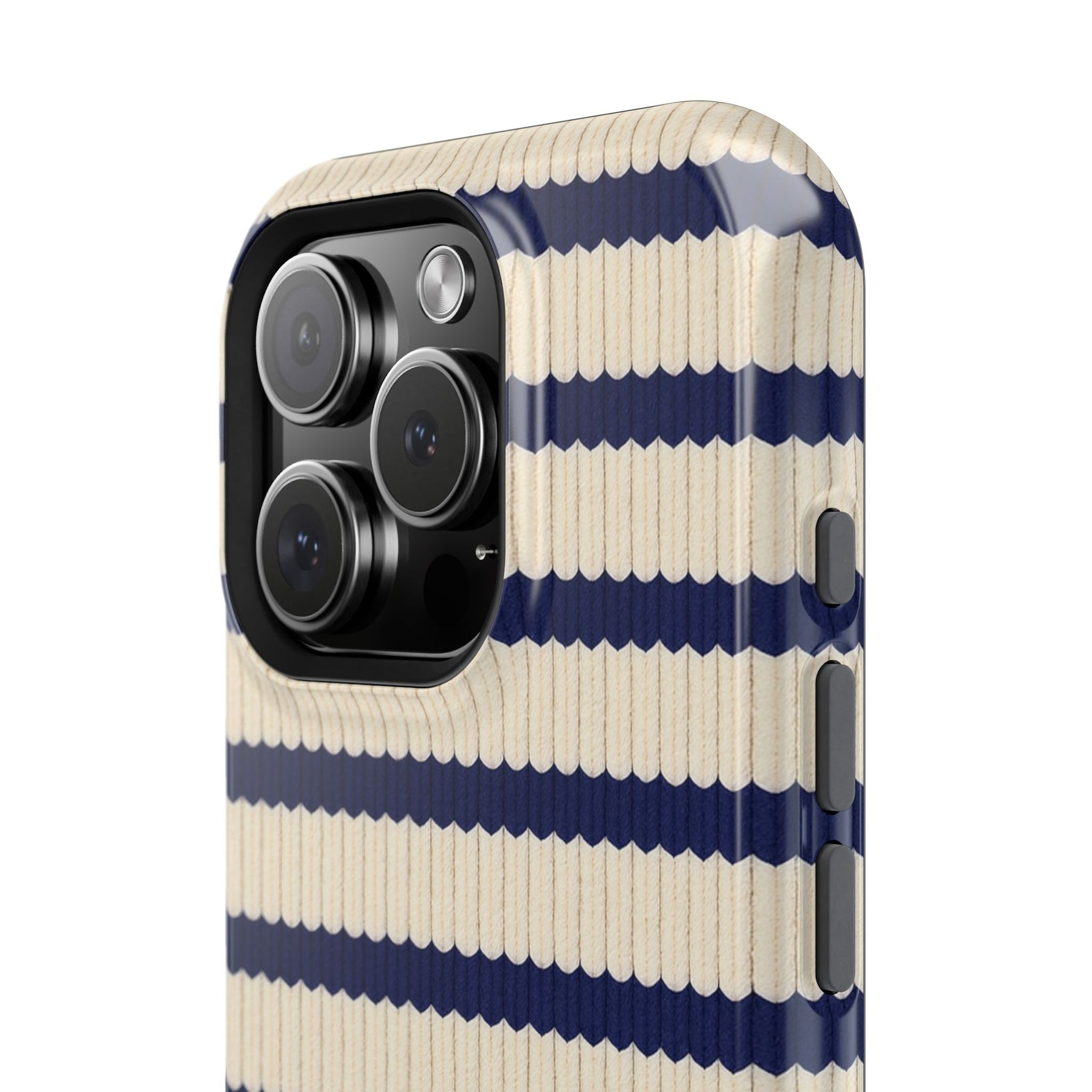 Navy & Cream Ribbed Holiday Sweater Design iPhone Case with MagSafe compatibility
