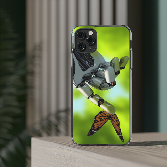 Clear Phone Cases with Robotic hand and Butterfly theme