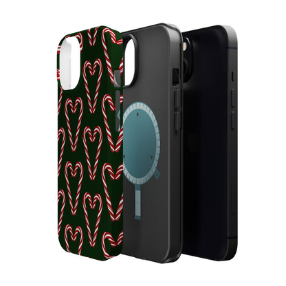 Candy Cane Heart MagSafe Impact-Resistant iPhone Case