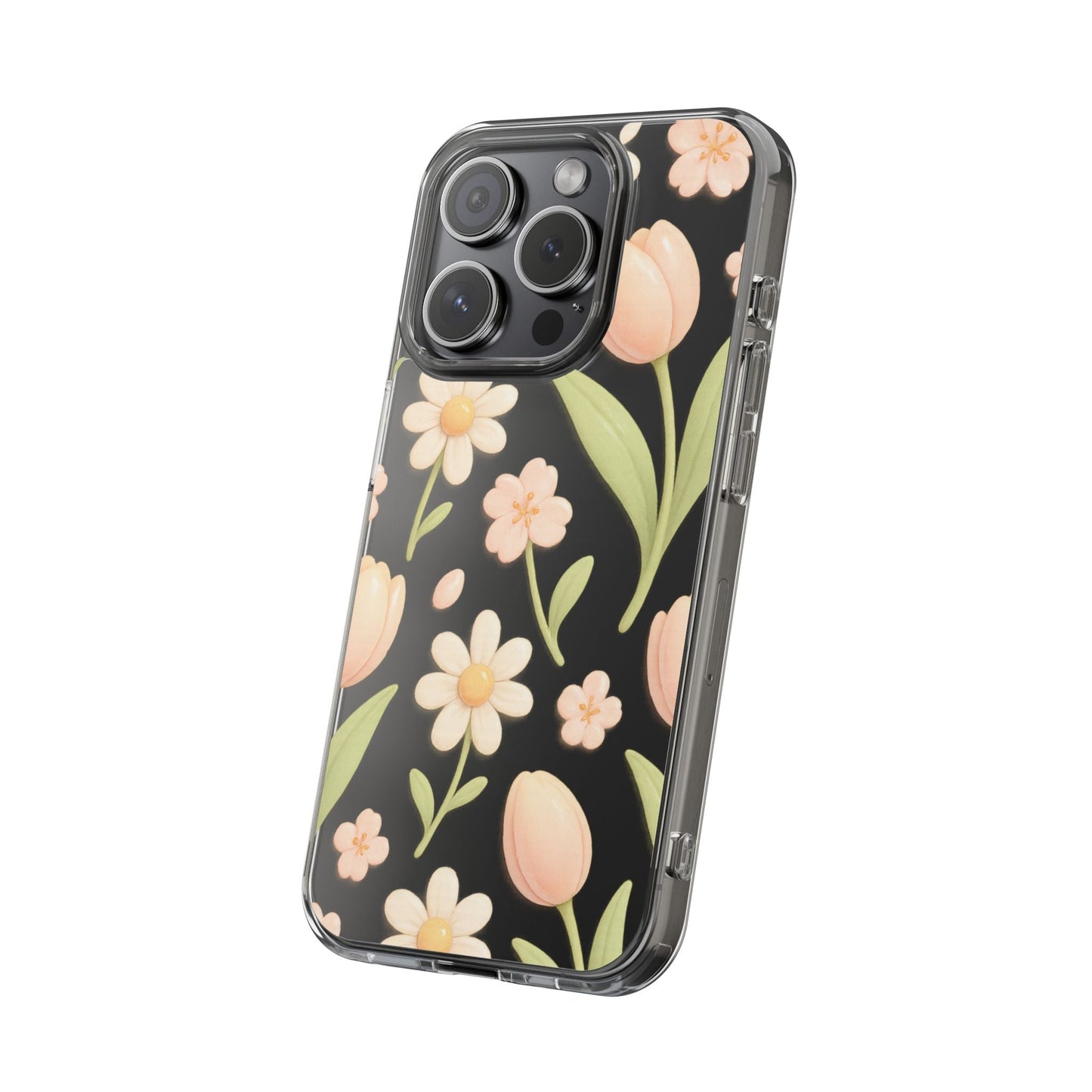 Floral Impact-Resistant Clear iPhone Case
