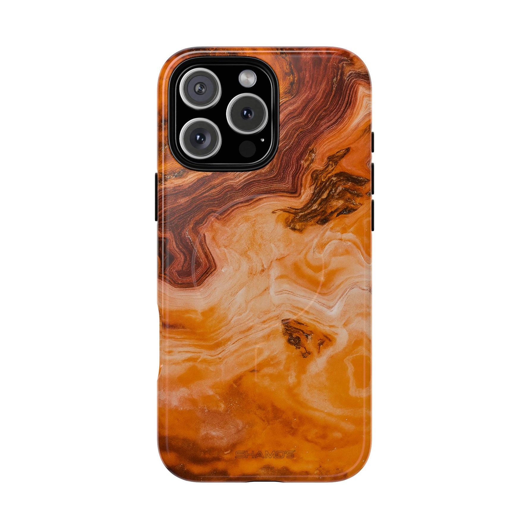 iPhone-Hülle aus bernsteinfarbenem Achatmarmor – kompatibel mit MagSafe