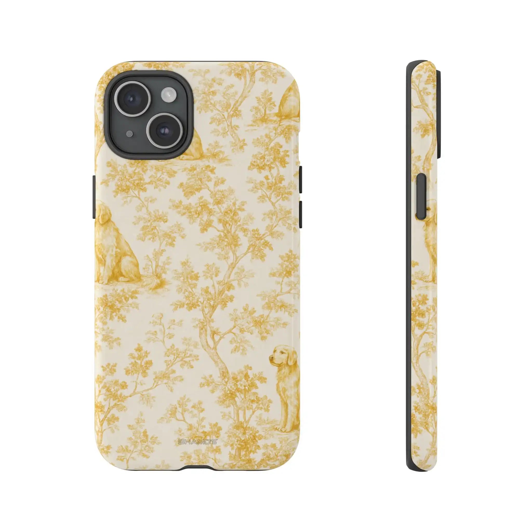 Golden Retriever Pattern Phone Case — Impact Resistant Tough Cases - iPhone 15 Plus / Glossy - Shamo's