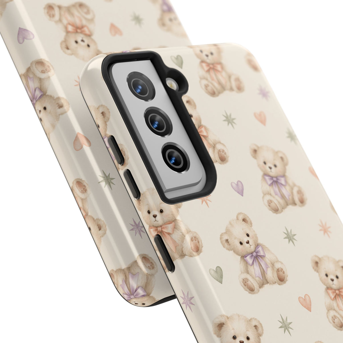 Cute Pastel Bear Impact Phone Case | Heart & Star Kawaii Pattern