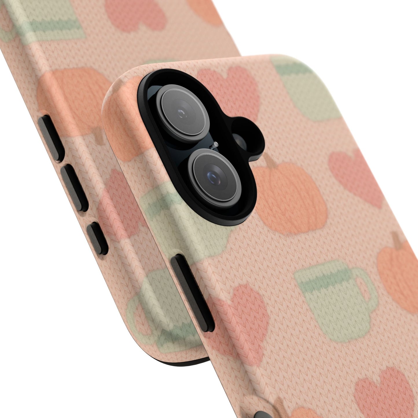 Autumn Cozy iPhone Case – Pumpkin, Heart & Coffee Cup Pattern